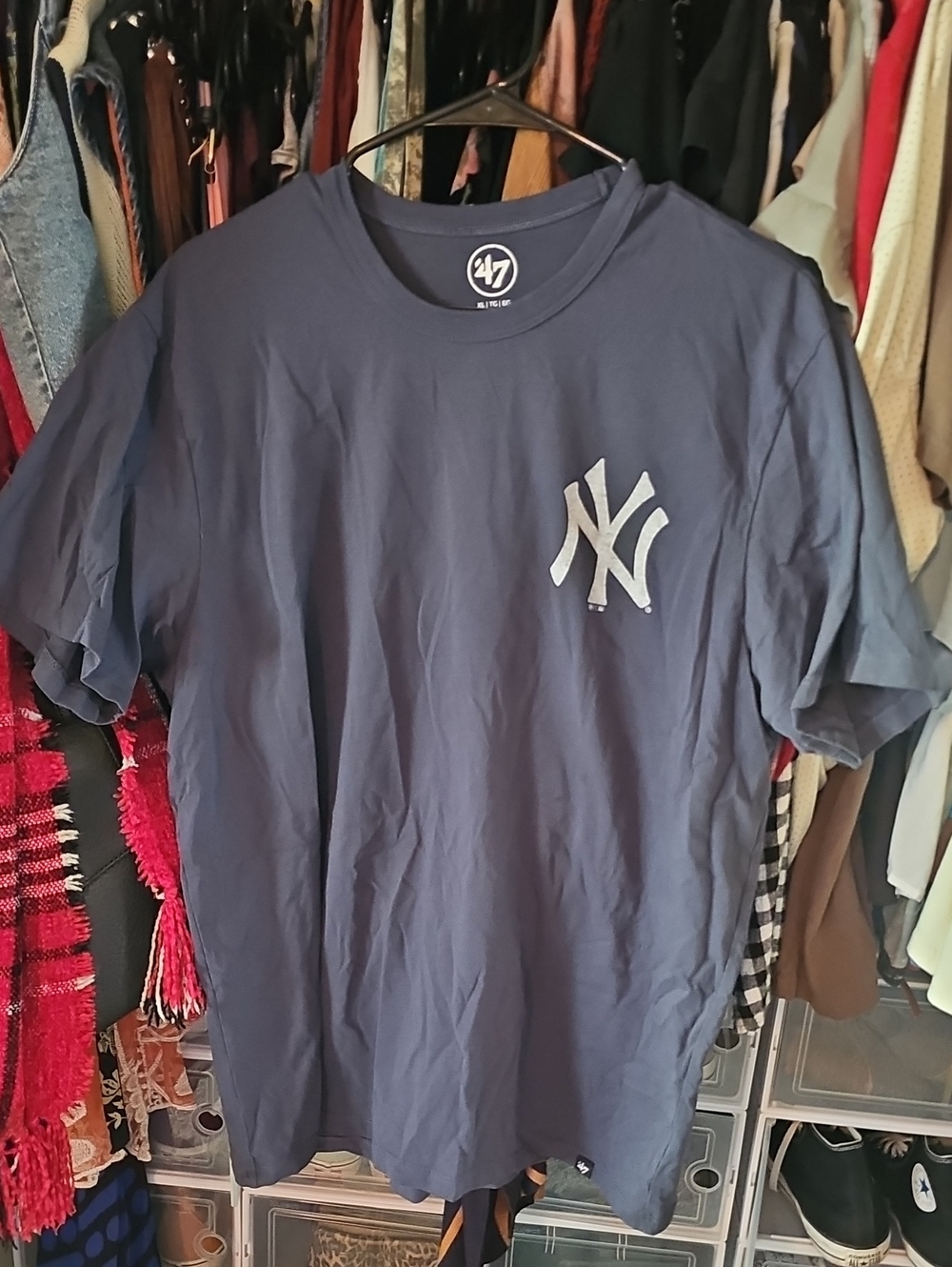 47 Brand New York Yankees Navy Crewneck Tee with White NY Logo